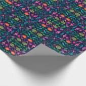 Blauer Farbenfroher Boho / Ländermuster Geschenk Geschenkpapier (Ecke)