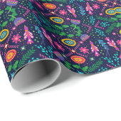 Blauer Farbenfroher Boho / Ländermuster Geschenk Geschenkpapier (Rolleneckpunkt)