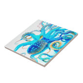 Blauer farbenfroher Oktopus Fliese (Seite)