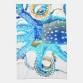 Blauer farbenfroher Oktopus Geschirrtuch (Vertikal)