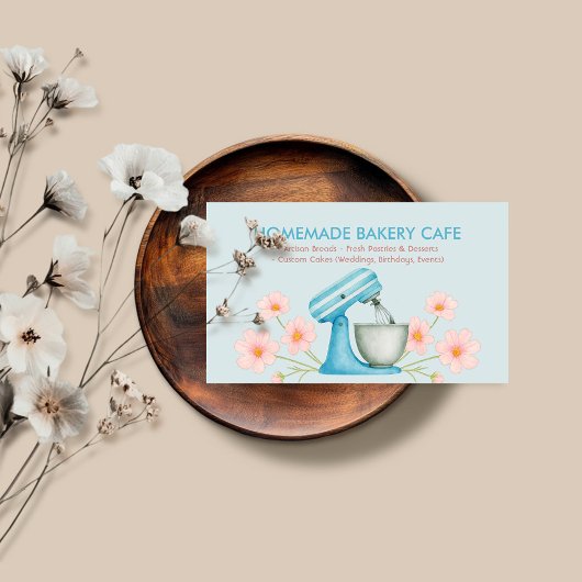 Blauer Farbgebäck Logo Floral Visitenkarte