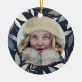 Blauer Farbkranz Weihnachten Keramik Ornament (Vorne)