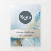 Blauer Farbmarmor-Dreifach-Broschüre Dreifach Gefaltete Karte (Cover)