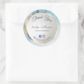 Blauer Farbmarmor Vielen Dank Runder Aufkleber (Tasche)