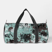 Blauer Farbspritzer-Monogramm-Turnbeutel Duffle Bag (Rückseite)