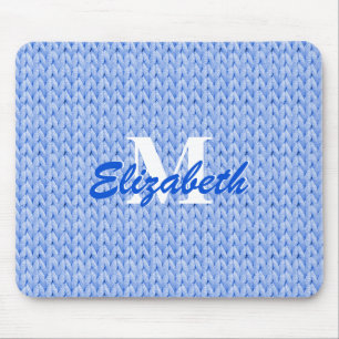 Blauer Farbstich mit Mauszeiger mit Initialen Mousepad