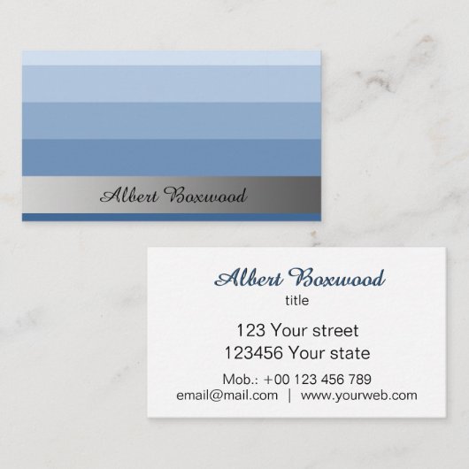 Blauer Farbton mit eigenem Silber-Banner-Text Visitenkarte (Vorne/Hinten)