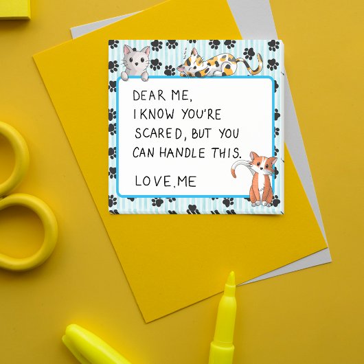 Blauer Farbton mit Pfoten niedliche Kätzchen 3" x Post-it Klebezettel