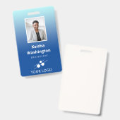 Blauer Farbverlauf Fügen Sie Ihr Logo Mitarbeitera Ausweis (Vorder- & Rückseite)