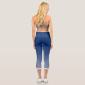 Blauer Farbverlauf mit Laos-Flagge Capri Leggings (Rückseite)