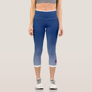 Blauer Farbverlauf mit Laos-Flagge Capri Leggings