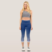 Blauer Farbverlauf mit Laos-Flagge Capri Leggings (Vorderseite)