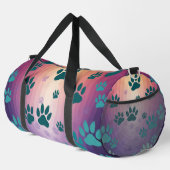 Blauer Farbverlauf Pfotenabdruck  Duffle Bag (Rechte Ecke)