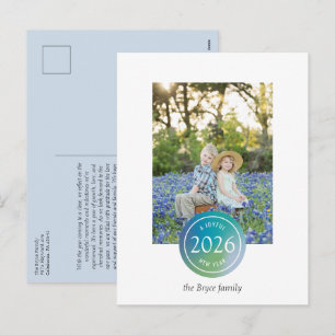 Blauer Farbverlauf-Punkt Fröhliches Neujahrsfoto Feiertagspostkarte