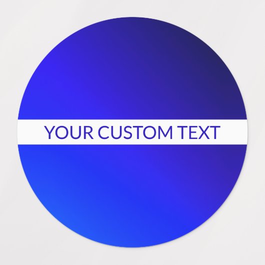Blauer Farbverlauf und bearbeitbarer Text auf weiß Etiketten (Design 2)