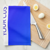 Blauer Farbverlauf und bearbeitbarer Text auf weiß Geschirrtuch (Viertel Falte)