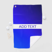 Blauer Farbverlauf und bearbeitbarer Text auf weiß Golfhandtuch (Insitu)