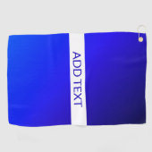Blauer Farbverlauf und bearbeitbarer Text auf weiß Golfhandtuch (Horizontal)