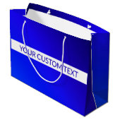 Blauer Farbverlauf und bearbeitbarer Text auf weiß Große Geschenktüte (Rückseite Schrägansicht)