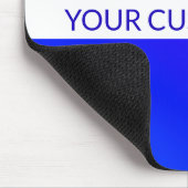 Blauer Farbverlauf und bearbeitbarer Text auf weiß Mousepad (Ecke)