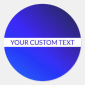 Blauer Farbverlauf und bearbeitbarer Text auf weiß Runder Aufkleber (Vorderseite)