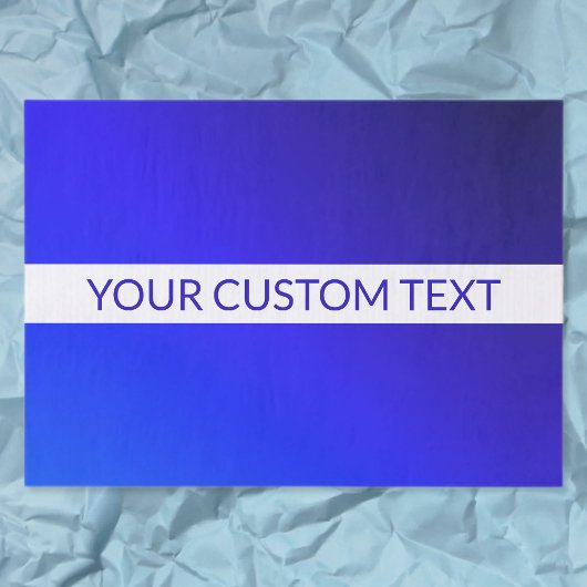 Blauer Farbverlauf und bearbeitbarer Text auf weiß Seidenpapier