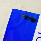 Blauer Farbverlauf und bearbeitbarer Text auf weiß Strandtuch (Beispiel)