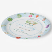 Blauer Farm Gemüse Boy Baby Dusche Pappteller (Schrägansicht)