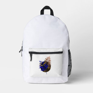Blauer Farn im schwarzen Kreis Bedruckter Rucksack