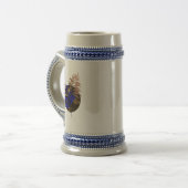 Blauer Farn im schwarzen Kreis Bierglas (Vorderseite Links)