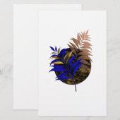 Blauer Farn im schwarzen Kreis Briefpapier (Vorne/Hinten)