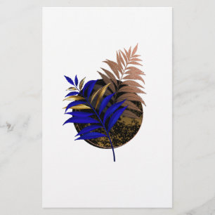 Blauer Farn im schwarzen Kreis Briefpapier