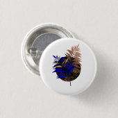 Blauer Farn im schwarzen Kreis Button (Vorne & Hinten)