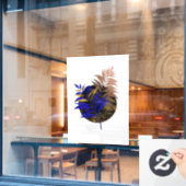 Blauer Farn im schwarzen Kreis Fensteraufkleber (Café-Fenster)