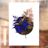 Blauer Farn im schwarzen Kreis Fensteraufkleber (Blatt 2)