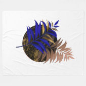 Blauer Farn im schwarzen Kreis Fleecedecke (Vorderseite (Horizontal))