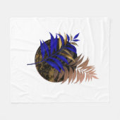 Blauer Farn im schwarzen Kreis Fleecedecke (Vorderseite (Horizontal))