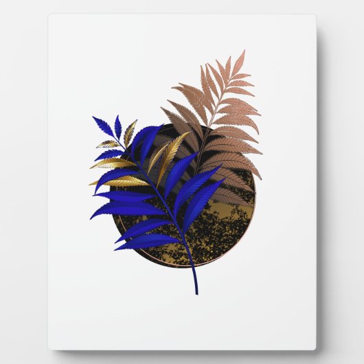 Blauer Farn im schwarzen Kreis Fotoplatte (Vorderseite)