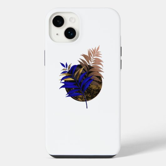 Blauer Farn im schwarzen Kreis iPhone Hülle (Rückseite)