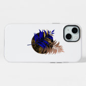 Blauer Farn im schwarzen Kreis iPhone Hülle (Rückseite (Horizontal))