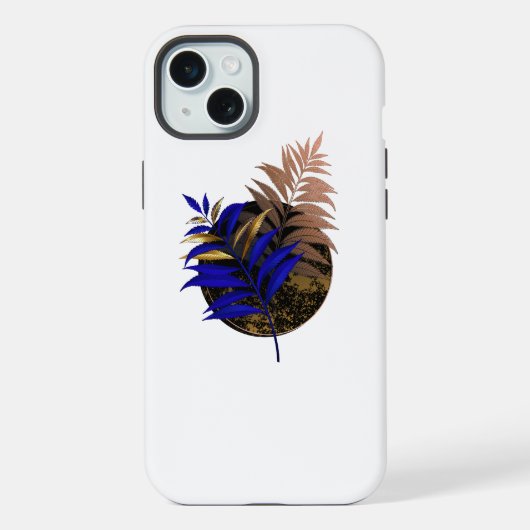 Blauer Farn im schwarzen Kreis iPhone Hülle (Rückseite)