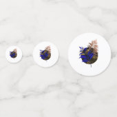 Blauer Farn im schwarzen Kreis Konfetti (Rückseiten)