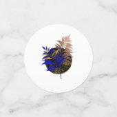 Blauer Farn im schwarzen Kreis Konfetti (Klein Vorderseite)