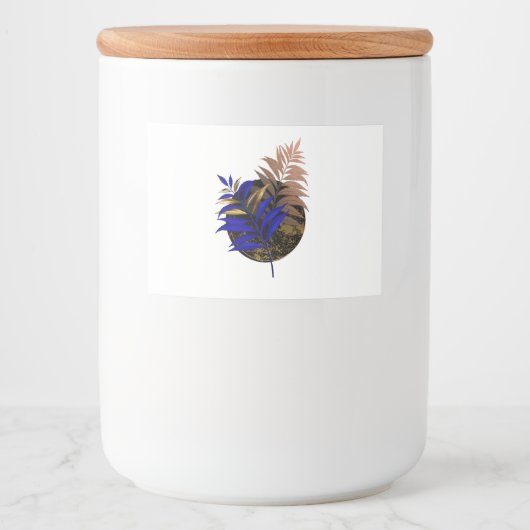 Blauer Farn im schwarzen Kreis Lebensmitteletikett (Vorderseite)