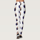 Blauer Farn im schwarzen Kreis Leggings (Rückseite)