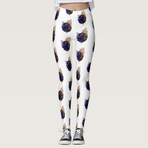 Blauer Farn im schwarzen Kreis Leggings