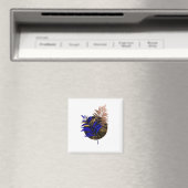 Blauer Farn im schwarzen Kreis Magnet (In Situ (Geschirrspüler))