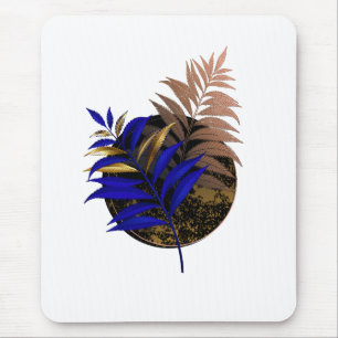 Blauer Farn im schwarzen Kreis Mousepad