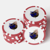 Blauer Farn im schwarzen Kreis Pokerchips (Stapel)
