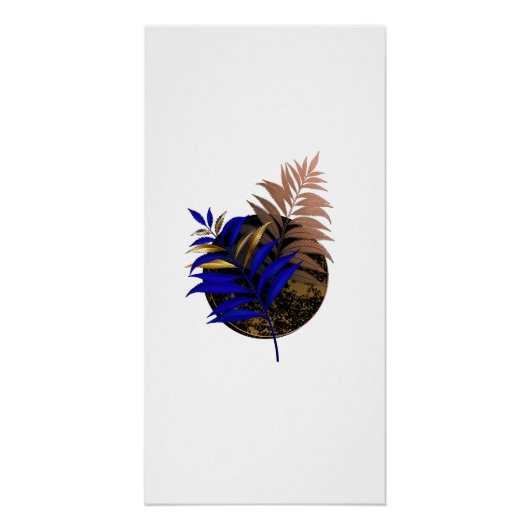 Blauer Farn im schwarzen Kreis Poster (Vorderseite)